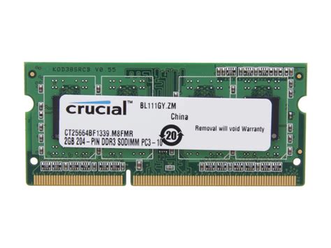 Crucial 2GB 204 Pin DDR3 SO DIMM DDR3L 1333 PC3L 10600 Laptop Memory