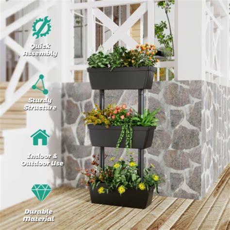 Gymax 3 Tier Raised Garden Bed Vertical Freestanding Flower Pot Stand Planter Boxes 1 Unit