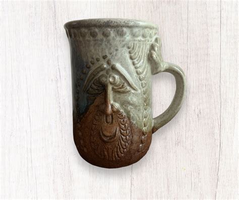 Vintage Pottery Craft Stoneware Face Mug Compton Ca Robert Etsy