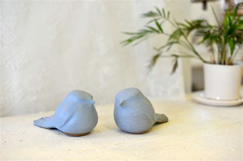 Ceramic Blue Birds Couple Figurines - Etsy