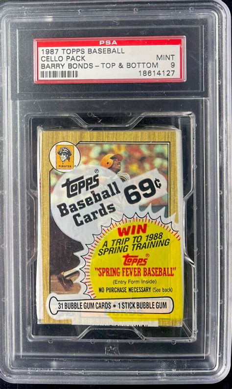 1987 Topps Baseball Cello Pack 2x Barry Bonds RC Showing PSA 9 Top