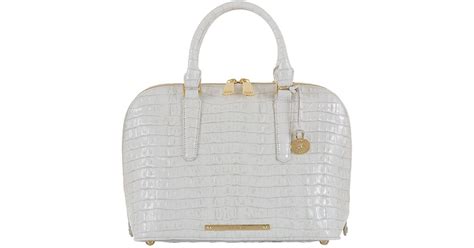 Brahmin Vivian Embossed Patent Leather Satchel In White Lyst
