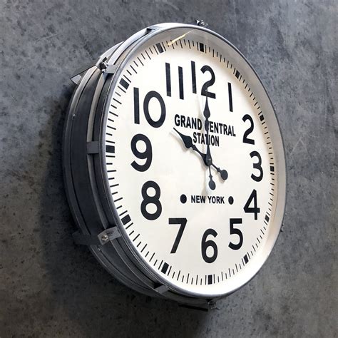 Reloj De Pared De Metal Industrial Grande Grand Central Etsy