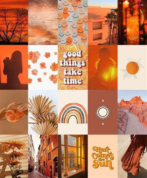 Boho Burnt Orange Wall Collage Kit Photo Wall Collage Aesthetic