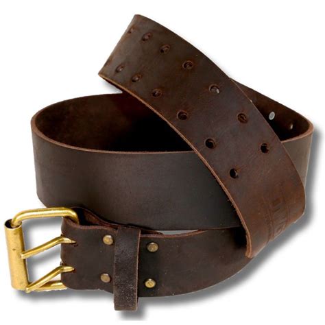 Dwg Dark Brown Oil Tan Leather Double Buckle Work Tool Belt From