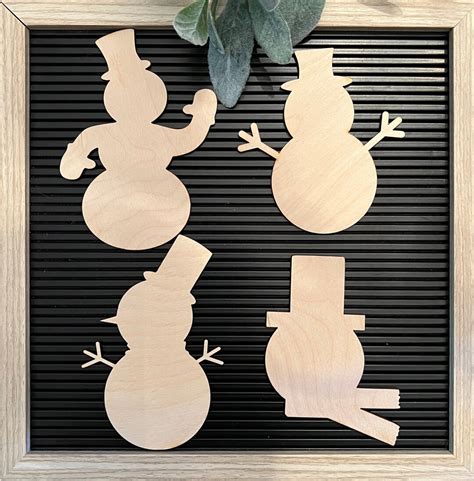 Wooden Snowmen Cutouts Unfinished Wood Snowmen Snowman Wood Shapes Holiday Wooden Shapes