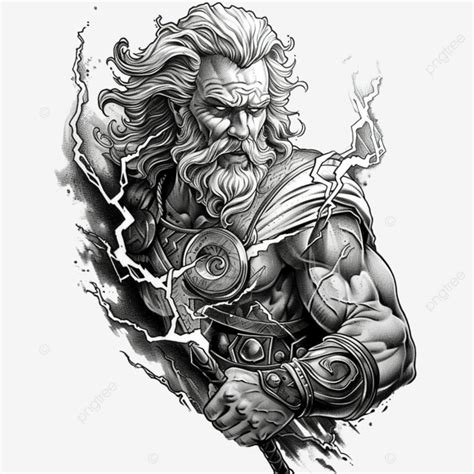 Zeus Wielding Thunderbolt Lightning Tattoo Tattoo Ink Traditional