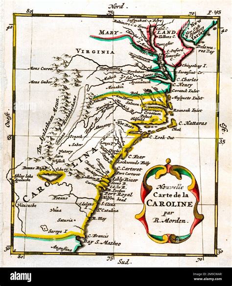 17th Century Map Of The State Of Carolina America Carte De La