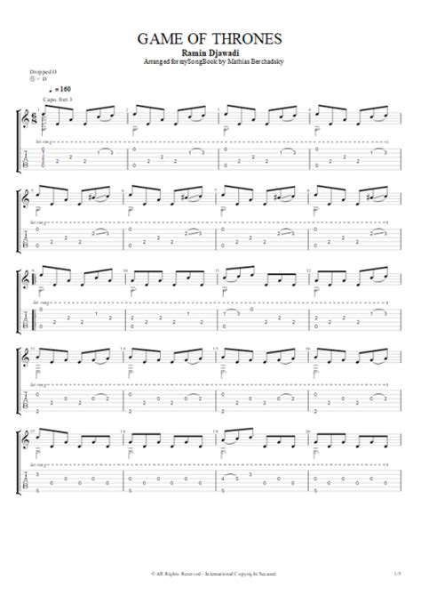 Game Of Thrones Main Title Theme Tab By Ramin Djawadi Guitar Pro