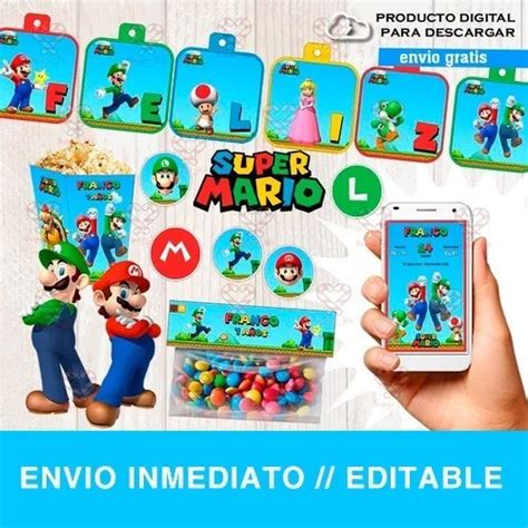 Super Kit Imprimible Mario Bros 100 Editable Inmediato En Venta En La