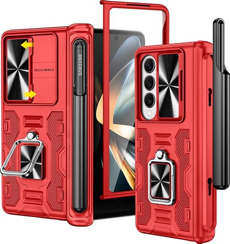 Wlooo Coque Pour Samsung Galaxy Z Fold 4 Étui Avec Porte S Pen Rotatif