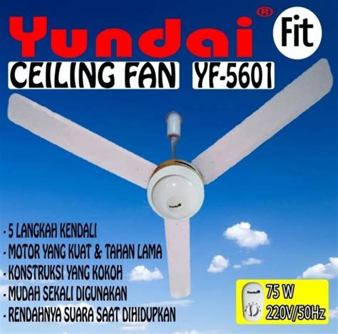 Kipas Angin Gantung Ceiling Fan Kipas Plafon Kipas Besi Merk Yundai Yf 5601 75watt