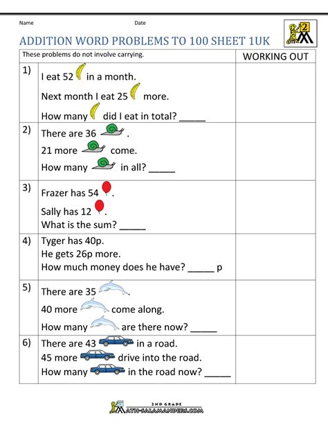 Double Digit Addition Word Problems