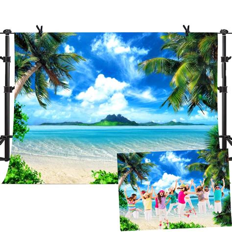 Buy Mme Summer Beach Backdrops For Photography X Ft Vinyl Blue Sea