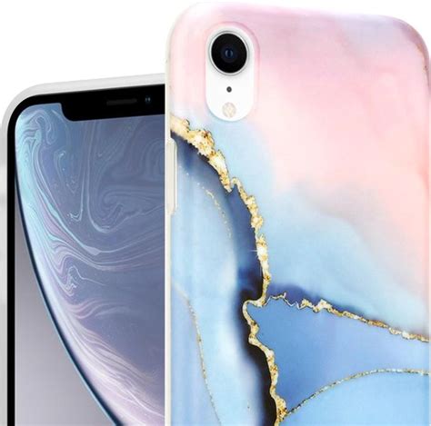 Magical Gold Marmer Geschikt Voor Apple Iphone Xr Hoesje Roze Blauw