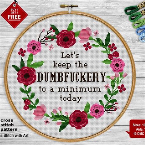 Snarky Cross Stitch Pattern Let S Keep The Dumbfckery To Etsy