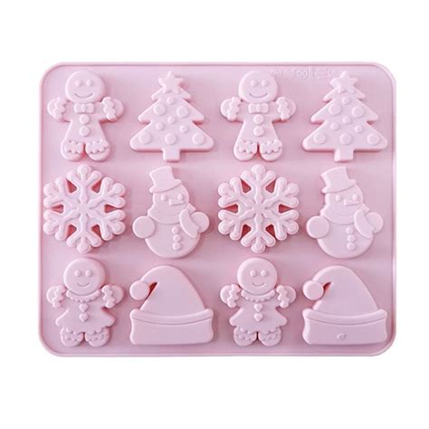 Holiday Decoration Chocolate Cake Mold Tree Hat Snowman Gingerbread Man