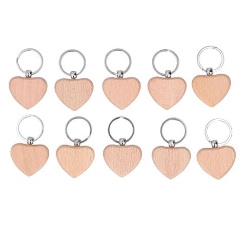 Cheap Pcs Wooden Key Chain Light Weight Write Engrave Easily Stylish