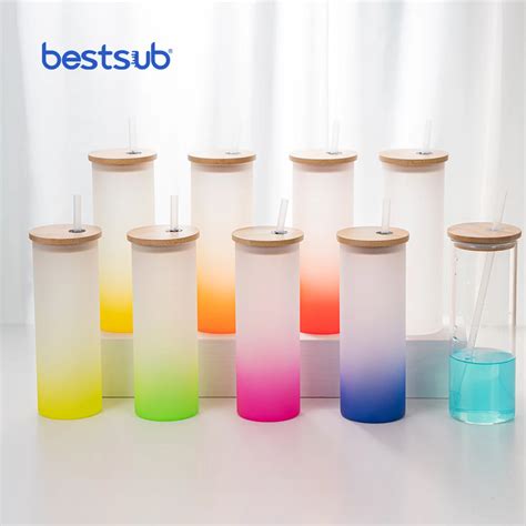 Bestsub Wholesale Sublimation Blanks Color Borosilicate Glass Frosted Gradient Drinking Water