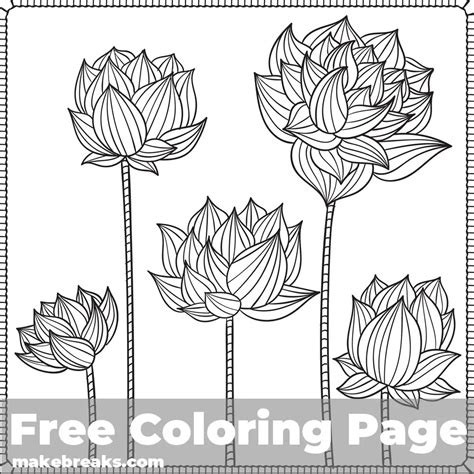 Lotus Flower Coloring Page Make Breaks