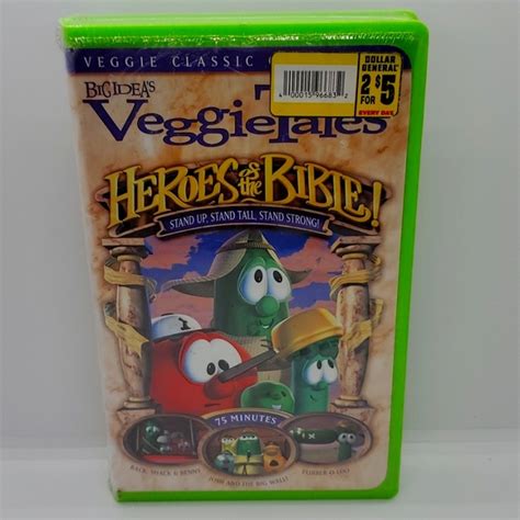 Veggie Tales Media Veggietales Heroes Of The Bible Vhs 202 Lime Green Clamshell Sealed New