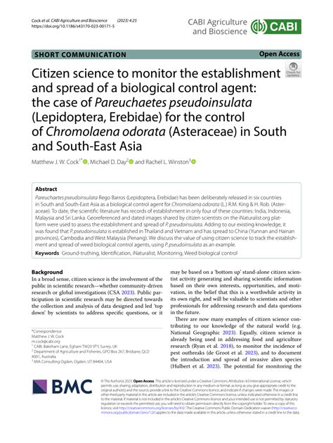 Pdf Citizen Science To Monitor The Establishment And Spread Of A