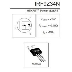 Transistor MOSFET Canal P IRF9Z34N 55V 17A