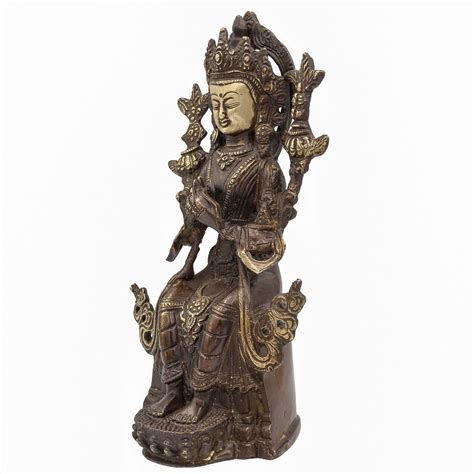 Buddhist Statue Of Maitreya Buddha Sand Casting Chocolate Oxidized