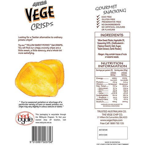 Vege Chips Yellow Sweet Potato Deli Crisps 100g Woolworths