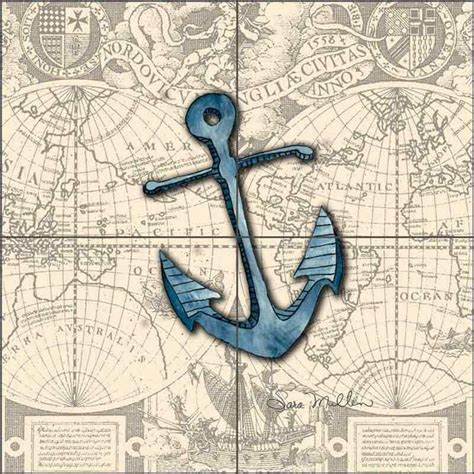 Nautical Tile Backsplash Sara Mullen Anchor Art Ceramic Mural SM030