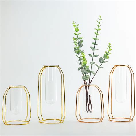 Ins Simple Light Luxury Glass Hydroponic Nordic Geometric Flower Iron Metal Vase Stand Buy