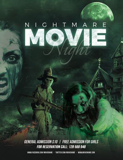 Realistic Horror Movies Night Flyer Template Movie Night Flyer