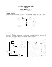 Ecen Sample Exam Pdf Ecen Electric Circuit Theory Fall