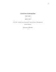 Critical Issues In Policing Paper Docx Critical Issues In Policing