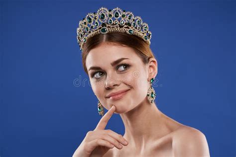 Portrait Of A Woman Naked Shoulders Jewelry Cosmetics Attractive Look Close Up Lifestyle Stock