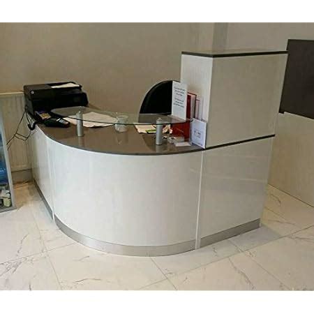 Magickitchens RECEPTION DESK WHITE GLOSS AND GREY CURVED GLASS UNIT