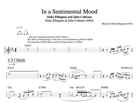 In A Sentimental Mood Duke Ellington John Coltrane Saxophone