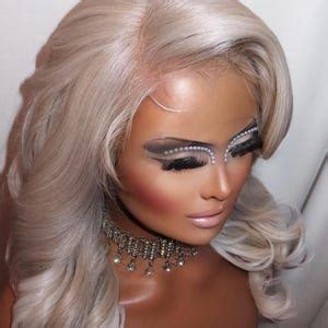 Icy White Ashy Blonde Synthetic X Deep C Shape Hd Lace Front Wig