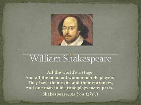 William Shakespeare All The Worlds A Stage And