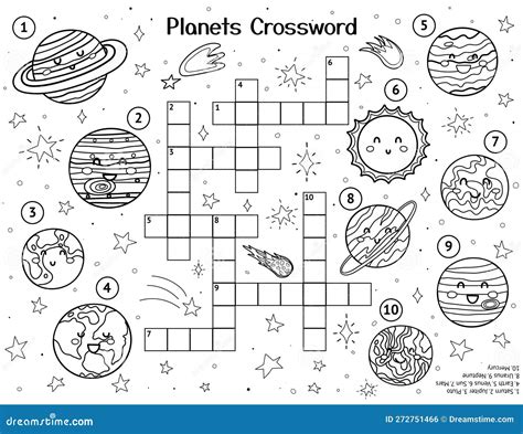 Rompecabezas De Crucigrama Del Sistema Solar Con Planetas Lindos