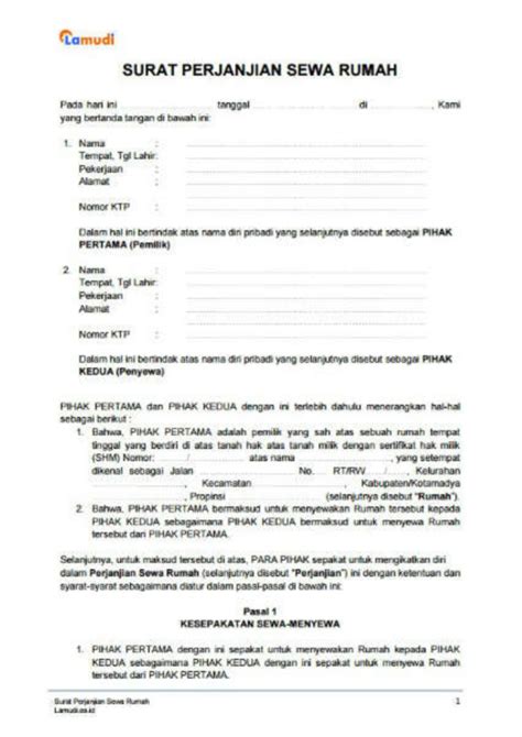 Contoh Surat Pernyataan Perjanjian Bermeterai Yang Sah