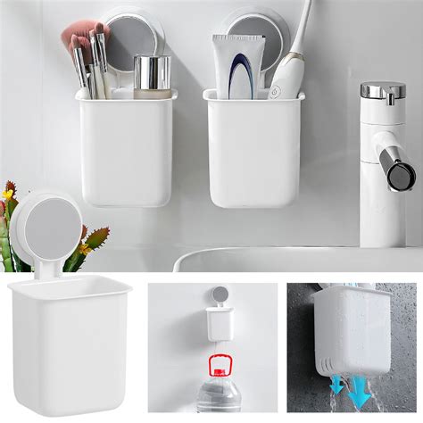 Hooks ZKCCNUK Wall Mounted Toothbrush Organizer Bathroom Storage Cups