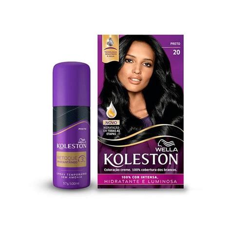 Kit Koleston Tinta de Cabelo Preto 20 e Retoque Instantâneo Spray Preto