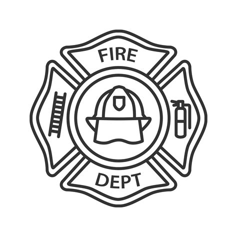 Fire Department Badge Linear Icon Firefighting Emblem With Helmet