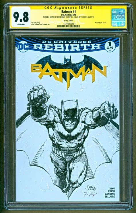 Batman 1 Rebirth 2016 DC Original Sketch David Finch Signed Tom King