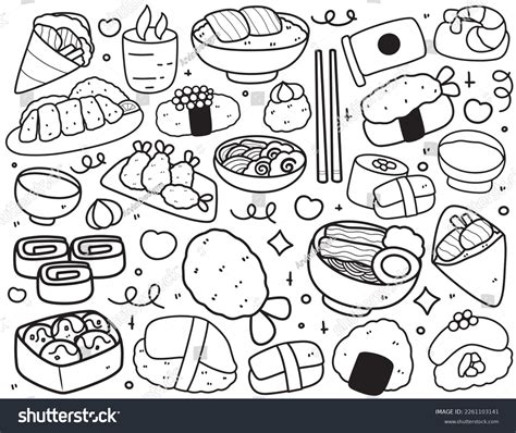 Japanese Food Coloring Pages Vector Illustration Stock Vector Royalty