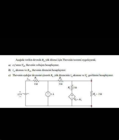 Solved A Ag Da Verilen Devrede Rl Y K Direnci I In Thevenin Chegg