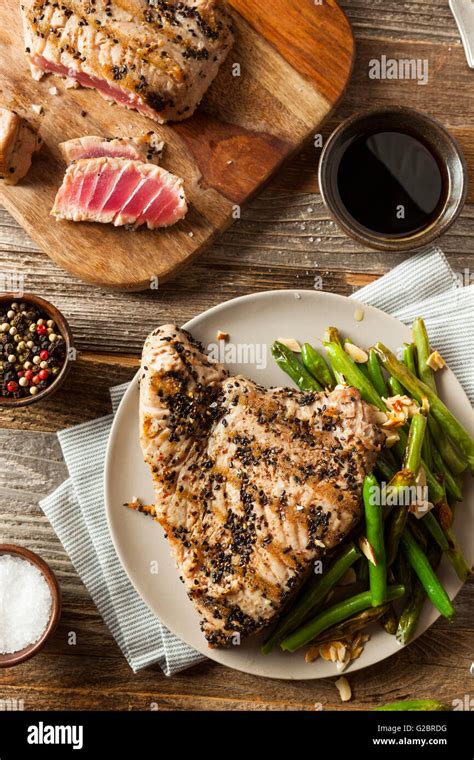 Homemade Grilled Sesame Tuna Steak With Soy Sauce Stock Photo Alamy