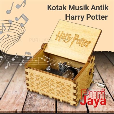 Jual Kotak Musik Kayu Vintage Wooden Music Box Nada Hogwarts Harry