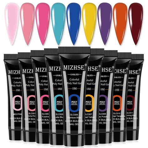 Amazon MIZHSE Poly Gel Nail Kit 9 Colors Nail Extension Builder